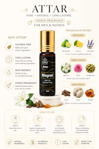 Image of Formless Magnet 3ml Attar Unisex - Premium Attraction Fragrance Oil, Long Lasting Alcohol-Free Perfume, Fresh Woody Musky Scent, Pocket Size Roll-On, Travel Friendly Daily Wear & Special Occasions