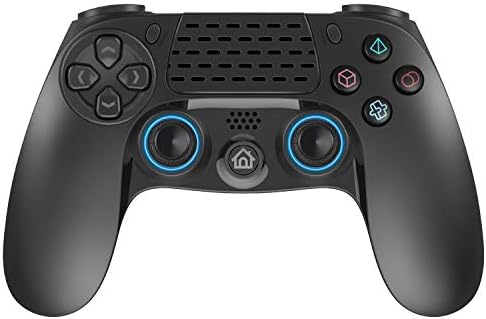 Wireless PS4 Controller, Dual Vibration USB PS4 Wireless Joystick Gamepad with 3.5mm Headphone Jack Remote Game Controller for Play Station 4 PS4/PS3/PC Platform (Black+Blue)