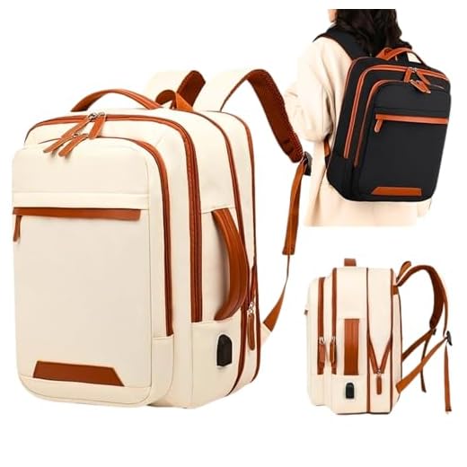 [ASSISTA O VÍDEO] Mochila Viagem Avião Expansível Impermeável Resistente Grande Capacidade Mala de Bordo Bagagem de Mão com Saída USB Multifuncional (MX-987) (BEGE) - CODATECH