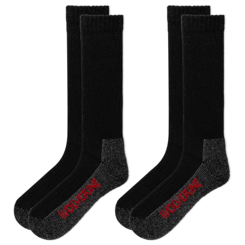 Wolverine Men's Steel Toe Cotton Work Boot Crew Socks with Durable Cushioning (2 Pairs)3