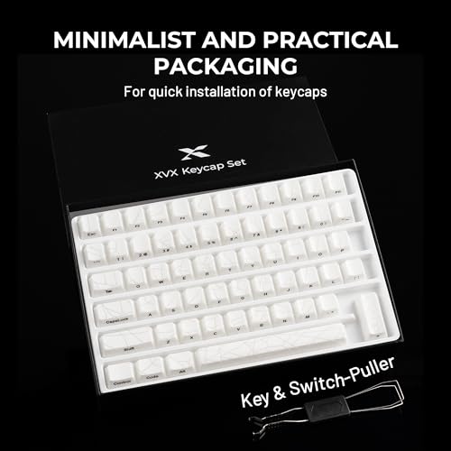 Image of x XVX Shine Through Keycaps w /IMD Tech, Custom Spider Web Keycaps 60 75 100 Percent, White Key Cap Set Lines Backlit, OEM Profile Side Printed for Keyboards