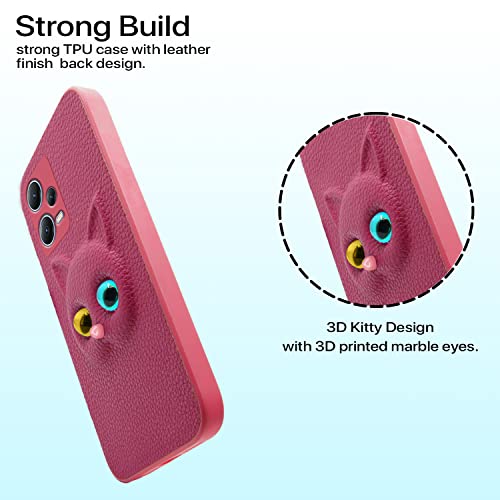 Image of Pikkme Redmi Note 12 Pro Plus 5G Back Cover for Girls | Cute Cat Leather Finish | Soft TPU | Case for Redmi Note 12 Pro Plus 5G (Pink)