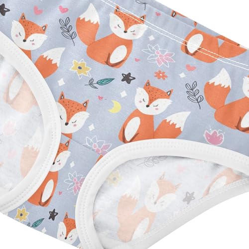 Cute Fox Flowers Floral Gray Toddler Girls's Underwear 2T 23018834
