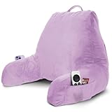 Nestl Reading Pillow with Shredded Memory Foam, Designed for Sitting Up in Bed and Couch, Back and Arms Adjustable Support for Adult & Teens Backrest Pillows for Reading, with Washable Cover Lavender