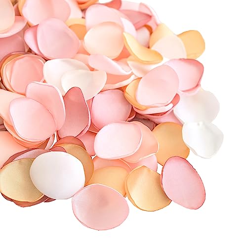 Lookein 300pcs Rose Petals Pink Gold Faux Silk Flower Petals