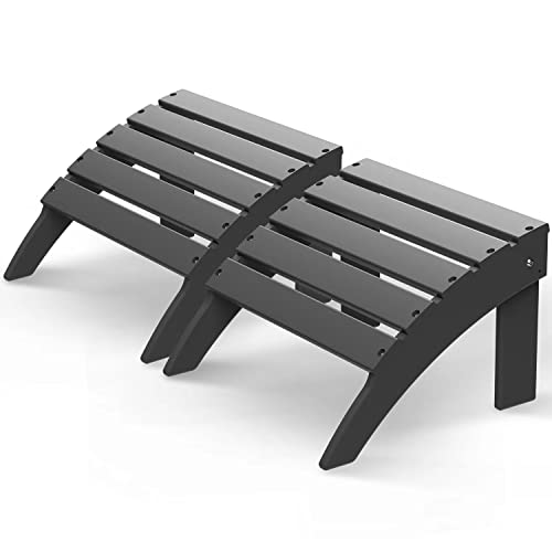 GREENVINES Adirondack-Ottoman | Set of 2 | HDPE Plastic | Outdoor Footrest | All Weather | Foot Rest | Foot Stool | Grey | for Adirondack Chair | for