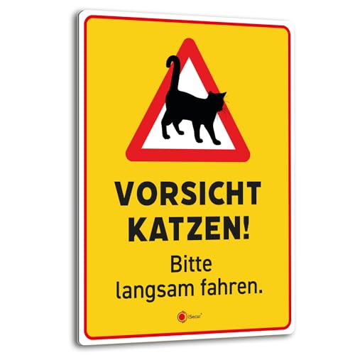 Panneau attention chat extérieur jaune plaque alu composite 30 x 40 cm