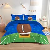 dyausi Rugby Bettdecke 200x200cm - Blau Grün Bettdecke 4 Jahreszeiten - Leichte Ganzjahresdecke mit 2 Kissenbezug - Waschbare Wende Steppdecke - Amerika Fußball Sport Thema B129