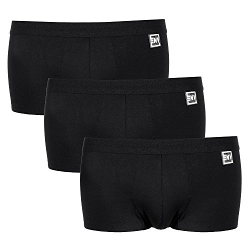 North Hill Goods Paquete de 3 calzoncillos tipo bóxer para hombre, disponibles en azul o negro, modernos y de talle bajo para todas las ocasiones, Negro -, Medium