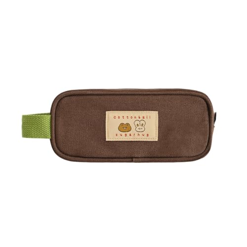 Image of Monolike Unmatched Friends Butter Pencil Case, Brown - Structured Square Desk Organizer, Large Capacity Aesthetic Stationery Pouch & Makeup Brush Bag