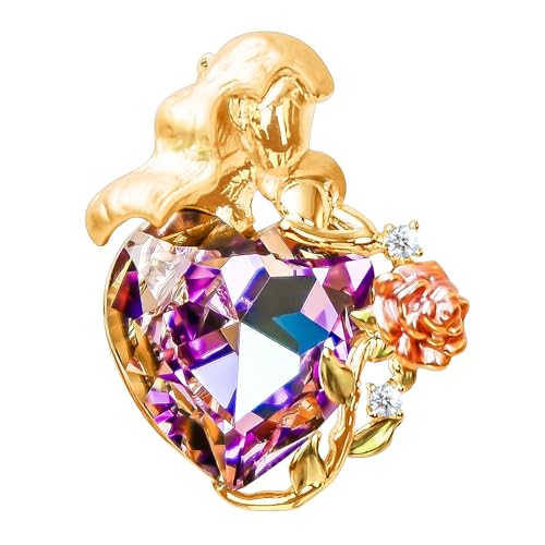 Image of Brooches For Women,14k Gold Plated Copper,Crystal Brooch,Love Brooch,Heart Brooches,Brooches Pin for Birthday, Christmas,Valentines, Wedding Parties, Anniversaries,Mother's Day