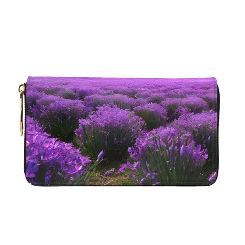 Lavender Fields Long Leather Wallet,Large Capacity Soft Pu Leather Purse For Women With Multiple Card Slots Phone Pocket And Zipper Coin Purse Stylish Phone Card Holder Clutch2