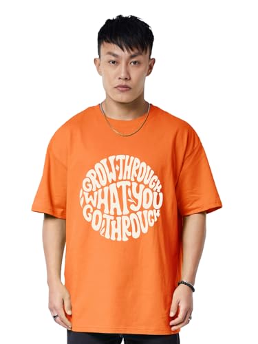 Image of Veirdo Pure Cotton Half Sleeve Round Neck Oversize Loose Fit Swan White T-Shirt for Men (OS 100 MKDPSTF SW)