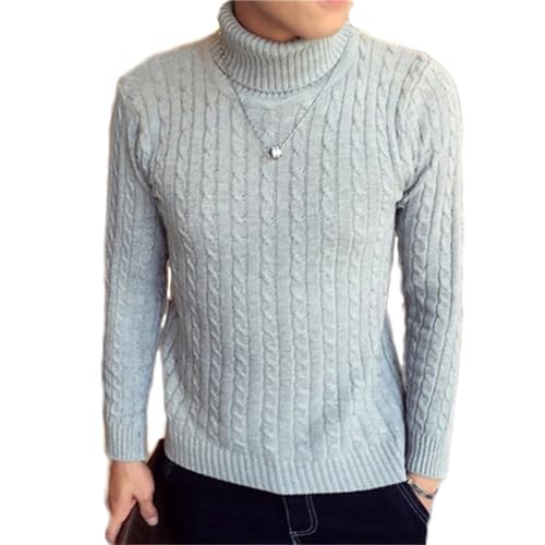 Men's Casual Slim Fit Turtleneck Pullover Sweaters Tops Fisherman Twist Patterned Long Sleeve Sweater