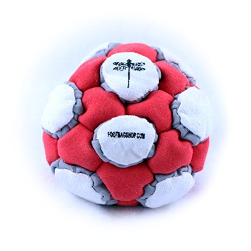 Dragonfly Footbags Red, White, and Grey Smasher 44 Panel (Hacky Sack)