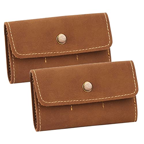 Balacoo 2-pc Pu Leather Memory Card Box Retro Cards Holder 8 Slots Compact Portable Electronic Organizer for Safe Storage