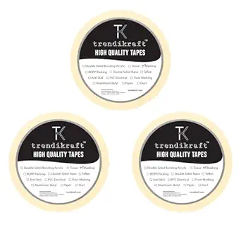 TRENDIKRAFT Masking Paper Tape Roll (Pack of 3) Best for Carpenter Medical Doctors Plumbers Painters, Wall Safe Labelling Drawing Plasters Tape for Craft Decoration Painting on Canvas, 0.5 Inch x 20M