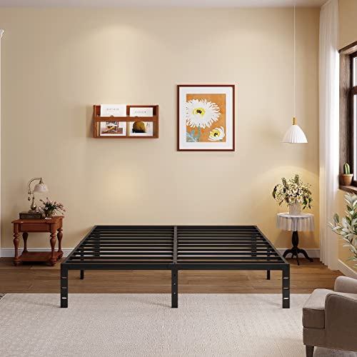 Vengarus Full Size Bed Frame-Metal Platform Bed Frame,Steel Slat Support,No Box Spring Needed,Storage Space Under The Bed Heavy Duty 14 Inch Bed Frame,Black #TOP3