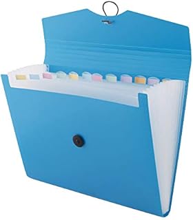 D.RECT | Expandable Expanding File | Document Organiser | Folders Expander for School - Office - Home | Expanding File Folders | Pockets Filing Box | 12 Compartments | Size: A4 | Colour: Blue 110390