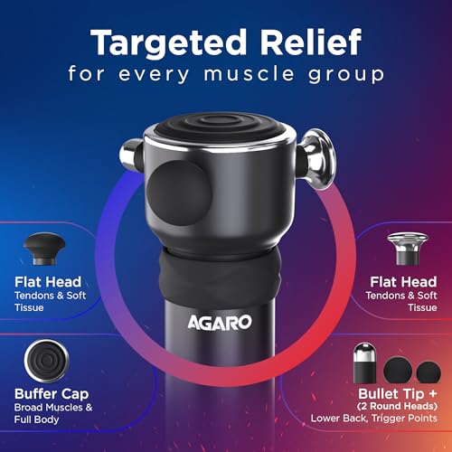 Image of AGARO Imperial Handheld Deep Tissue Massager, Vibrating Muscle Massager - Therapy Back Massager for All Body Relief - Muscle Relaxation and Fascial Binding - Trigger Point Therapy Massage Gun, Black