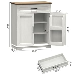 Kitchen storage cabinet with drawer buffet cabinet with storable door modern floor sideboard white freestanding cabinet for living room entryway dining room  urban country home decor