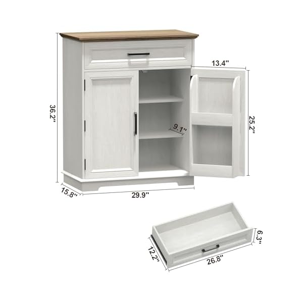 Kitchen storage cabinet with drawer buffet cabinet with storable door modern floor sideboard white freestanding cabinet for living room entryway dining room  urban country home decor