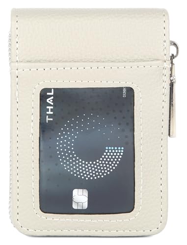 Image of NAPA HIDE Slim Zipper Card Holder Wallet for Men & Women | RFID Blocking Accordion Credit Card Case | Compact Cash & Card Organizer with Smooth Metal Zip (L.GREY1)
