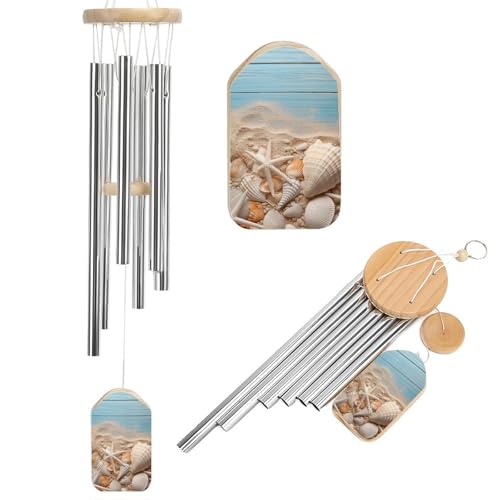 Outdoor Wind Chimes, Sea Shells and Starfish Printed Wind Chimes,Simple Wind Chimes,Curtain Wind Chimes for Home Decoration
