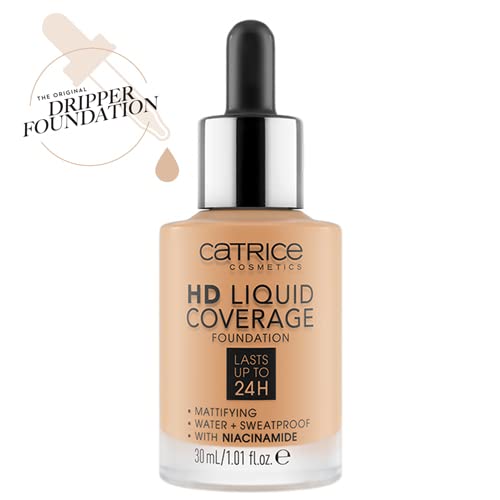 Catrice HD Liquid Coverage Foundation, longlasting, mattifying, oil-control/shine-control, matte (30ml), Medium Beige - Image 2