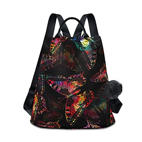 ALAZA Rainbow Butterflies Backpack Purse for Women Travel Casual Daypack College Bookbag Work Business Ladies Shoulder Bag