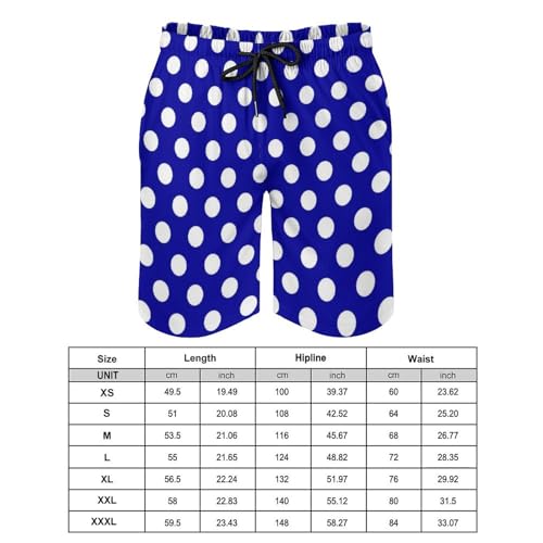Hawaiian Shorts for Men - Comfy Deep Blue Polka Dot Print (a) Mens Swim Trunks Bathing Suits with Mesh Lining2