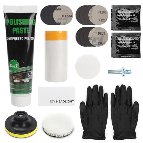 ZOLGINAH Kit Pulido Faros Coche,Kit de Restauración de Faros Delanteros,Profesional de Restauración y Reacondicionamiento de Faros para Limpiar y Pulir Rápida y Fácilmente Faros Apagados y Desgastados