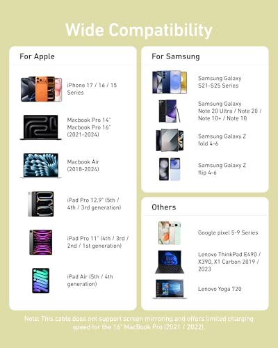 Image of Anker USB C Cable, Type C Fast Charging Flow Cord for iPhone 1716 /15 Series, MacBook Pro 2020, and More (USB 2.0,240W, 1 Pack, Yellow, 6FT)