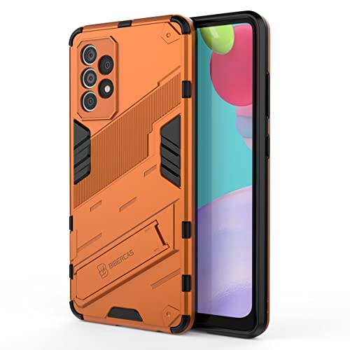 MOONCASE Case for Galaxy A52 4G/A52 5G with Tempered Glass Screen Protector, Dual Layer Shockproof Bumper Cover with Kickstand Rugged Drop Protection Case for Samsung Galaxy A52 4G/A52 5G - Orange