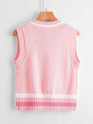 Women V Neck Cute Argyle Preppy Style Knit Vest Sweater for Women Sleeveless Tank Top2