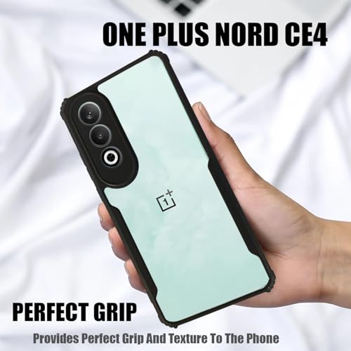 Image of AIBEX Crystal Clear Back Cover Case for OnePlus Nord CE 4 5G | 360 Degree Protection | Shock Proof Design | Transparent Back Cover Case (PC & TPU, Black Bumper)