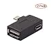 Fun-Home 2 Pack Left Angle USB 2.0 Micro Male to USB Female Host OTG Adapter for SamSung i9100 i9300 With Power Features