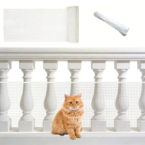 PotatoLife Plastic Wire Mesh Fence, Balcony Fence for Baby and Pets, Safety Fence, Stair Protector, Poultry, Garden, Tree Support, Durable Material, Free Zip Ties (White, 15.7'' x 10')