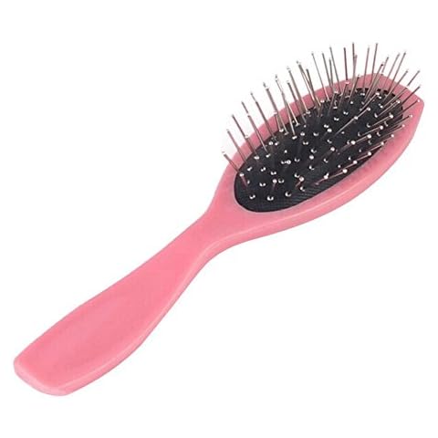 Polytree Hair Brush, Women Hair Curl Straight Massage Brush Wig Steel Hairbrush Comb Cover