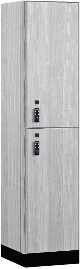 Salsbury Industries 18-42168ST-R 18 in. Wide Premier Wood Locker - Double Tier - 1 Wide - 6 ft. High - 18 in. Deep - Silver Teak - Resettable Combination Locks