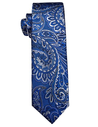 Image of YourTies Royal Blue Tie for Men Silk Paisley Men's Necktie Woven Jacquard Formal Business Party Wedding Designer