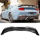 Spoiler Compatibility with 2024 2025 Mustang DH Performance Style Rear Trunk Wing Lid Spliter W/Smoke Gurney Flap Gloss Black