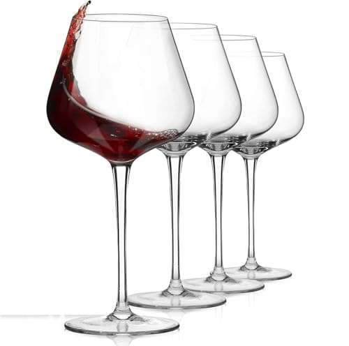Image of Premium Wine Glasses 460ml, Set of 4 Long Wine, Burgundy Clear Glasses with Stem for Wedding Anniversary, Birthday, Gift (RKT-01, Set of 4)