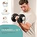 Lifepro Adjustable Dumbbells Set/Single - 15lb 43lb 55lb 90lb 25 lb Dumbbell Sets with Rack - Quick Adjust, Secure Grip weights dumbbells set - Compact Hand Weights for Women/Men at Home Gym