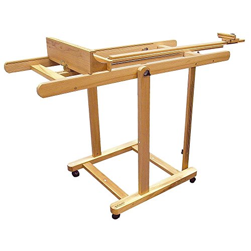 Mont Marte Tilting Studio Wooden Floor Easel. Height Adjustable Extra Large H-Frame Featuring A Large Tilt Range. Castor Wheels Allow Easy Movement And Can Be Locked Into Place. #TOP1