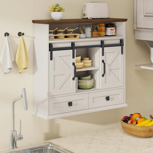 Image of Vabches Bathroom Wall Cabinet, Farmhouse Medicine Cabinet with Sliding Door