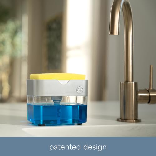 Image of S&T INC. Dish Soap Dispenser and Sponge Holder, Silver