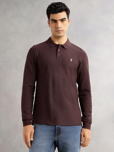 Image of Thomas Scott Men's | Solid | Full Sleeve | Regular Fit | Cotton Blend | Polo Collar | Casual Tshirt