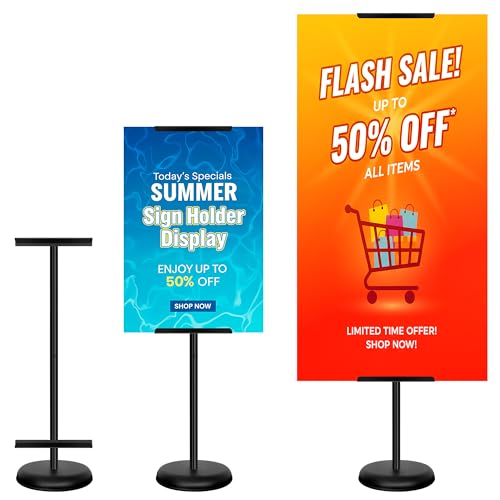VAIIGO Plakatständer Höhenverstellbar Einseitiger Infoständer mit stabiler Sockel Werbeständer & Posterständer für A1/A2 & verschiedene Größen Schilder & Platten für Messe Restaurant & Geschäft
