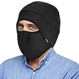 Balaclavas Men's Fleece 2-in-1 Hat Winter Thermal Ski Mask Breathable Motorcycle Helmet Liner Beanie for Men and Women Black